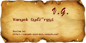 Vanyek Györgyi névjegykártya